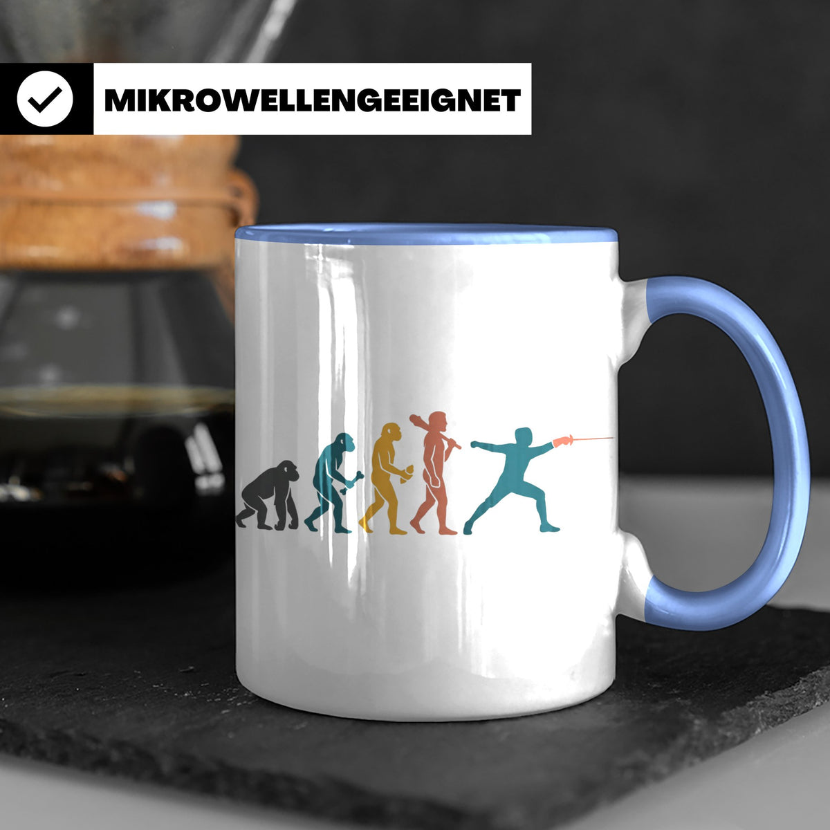 Fechten Tasse Evolution des Fechters, lustiges Degen Florett – Blau [farbe:blau]
