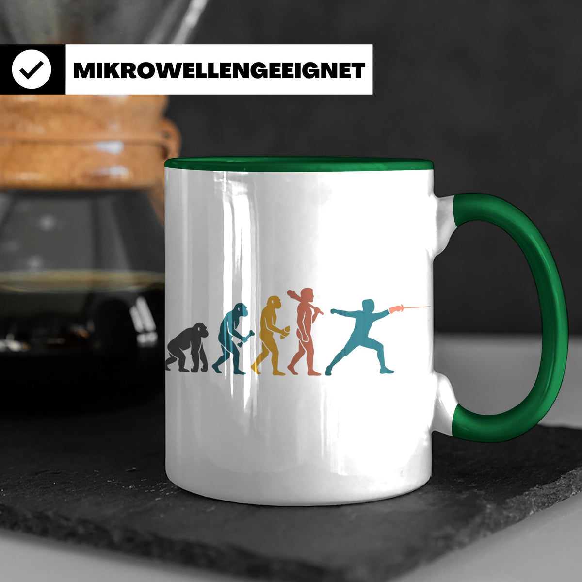 Fechten Tasse Evolution des Fechters, lustiges Degen Florett – Grün [farbe:grün]