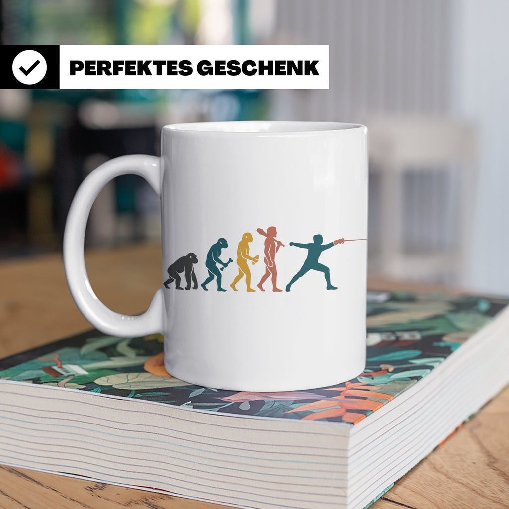 Fechten Tasse Evolution des Fechters, lustiges Degen Florett – Weiß [farbe:weiß]