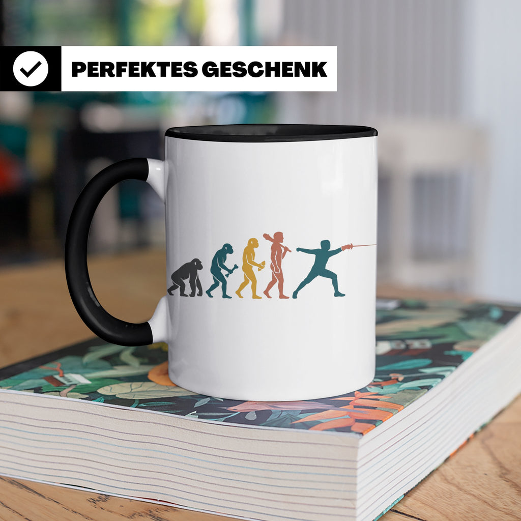 Fechten Tasse Evolution des Fechters, lustiges Degen Florett – Schwarz [farbe:schwarz]