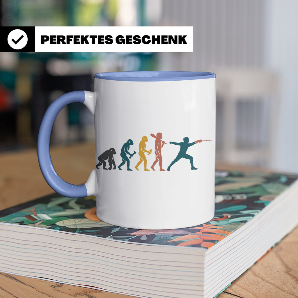 Fechten Tasse Evolution des Fechters, lustiges Degen Florett – Blau [farbe:blau]