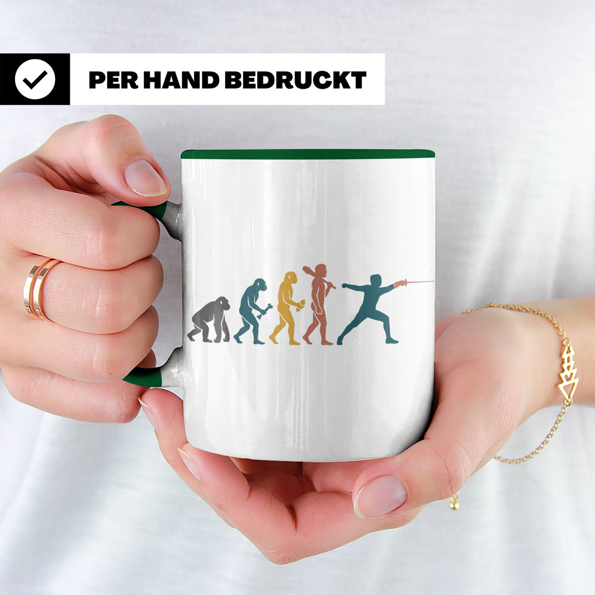 Fechten Tasse Evolution des Fechters, lustiges Degen Florett – Grün [farbe:grün]