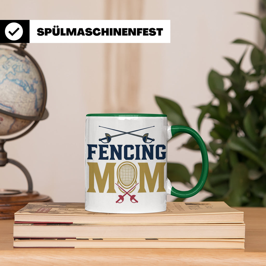 Fechten Mama Tasse, Degen Florett Säbel, Kaffeetasse für Fec – Grün [farbe:grün]