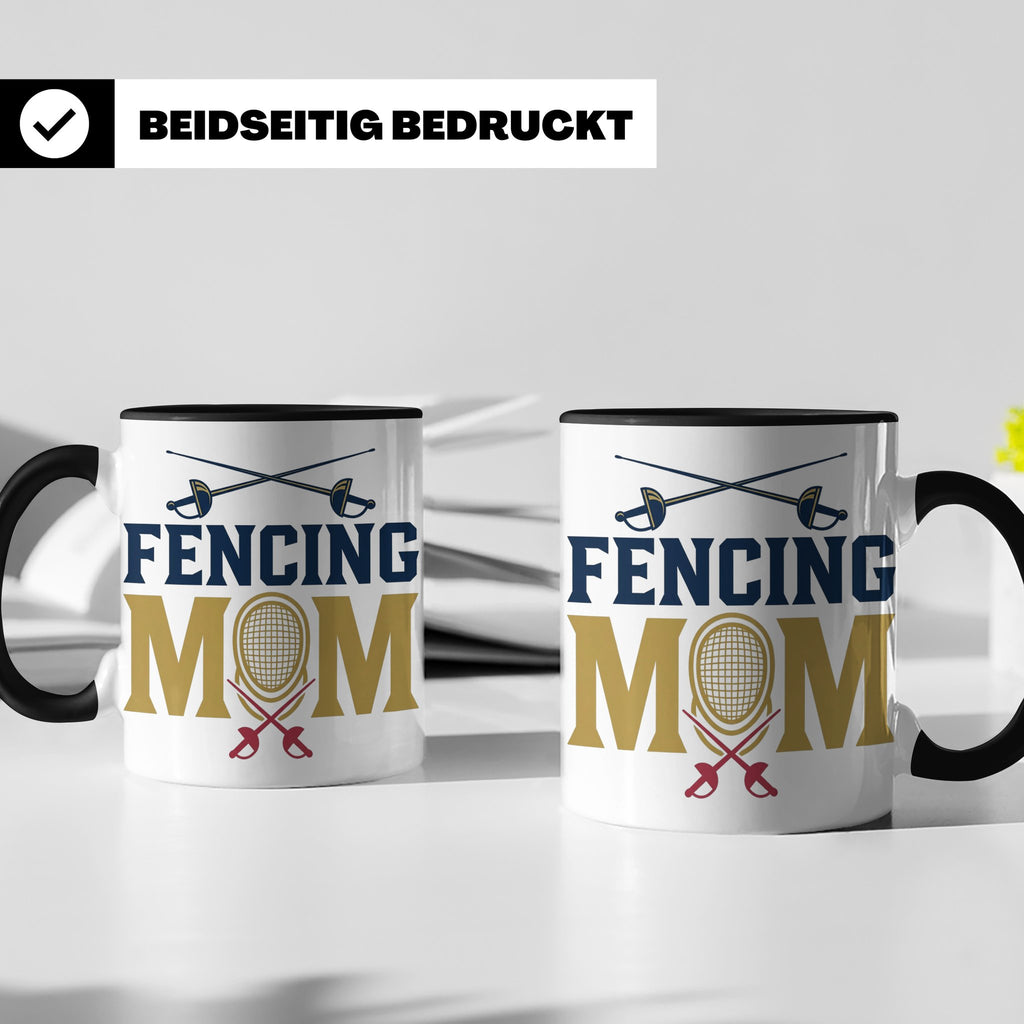 Fechten Mama Tasse, Degen Florett Säbel, Kaffeetasse für Fec – Schwarz [farbe:schwarz]