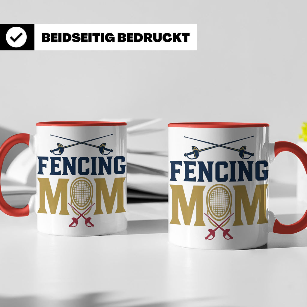 Fechten Mama Tasse, Degen Florett Säbel, Kaffeetasse für Fec – Rot [farbe:rot]