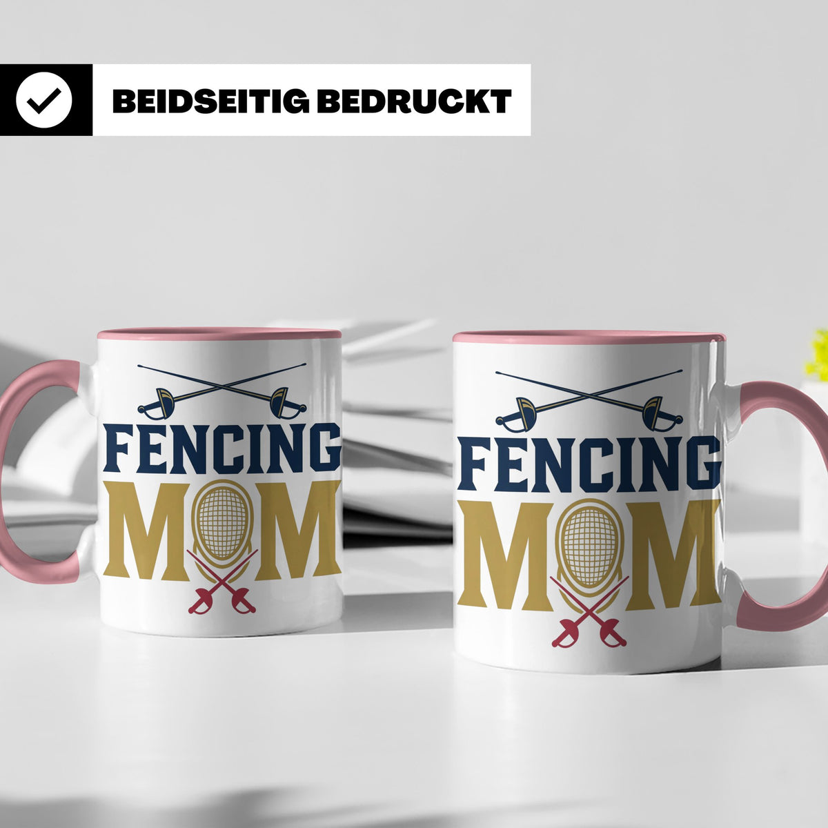 Fechten Mama Tasse, Degen Florett Säbel, Kaffeetasse für Fec – Rosa [farbe:rosa]