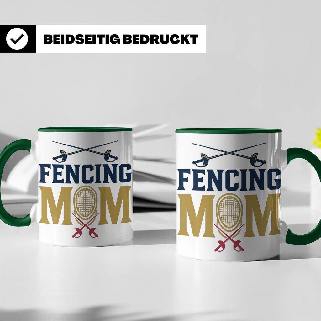 Fechten Mama Tasse, Degen Florett Säbel, Kaffeetasse für Fec – Grün [farbe:grün]