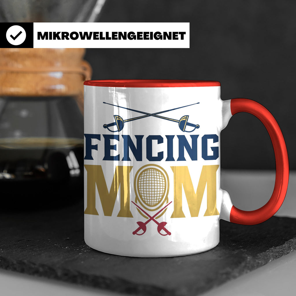 Fechten Mama Tasse, Degen Florett Säbel, Kaffeetasse für Fec – Rot [farbe:rot]