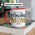 Fechten Mama Tasse, Degen Florett Säbel, Kaffeetasse für Fec – Rot [farbe:rot]
