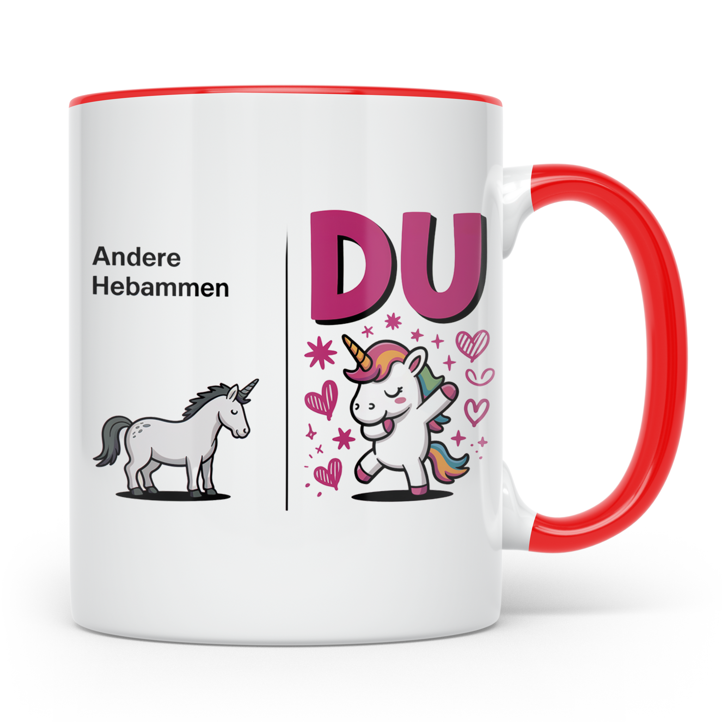 Hebammen Tasse Einhorn Geschenkidee - Beste Hebamme Vergleic – Rot [farbe:rot]