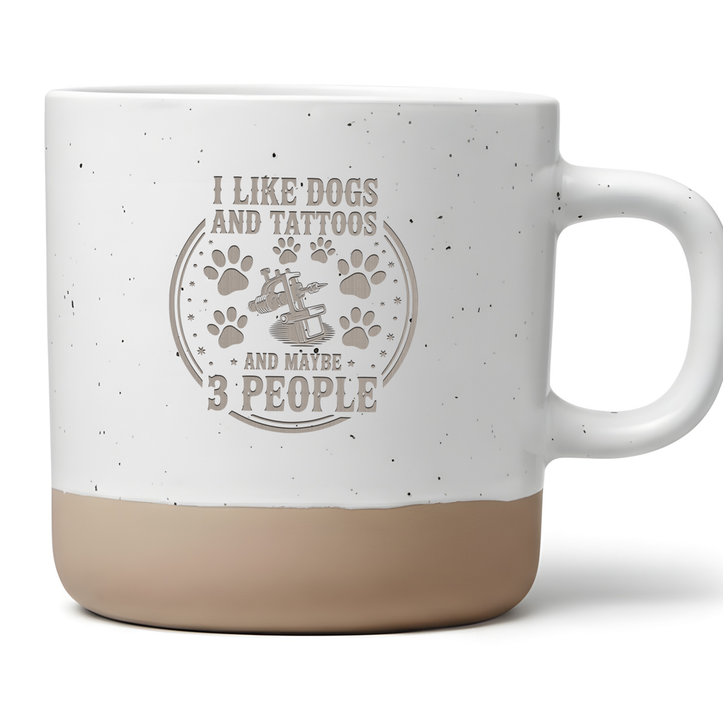 Lustige Hunde Tasse Tattoo Liebhaber Geschenk Spruch I like Dogs and Tattoos Kaffeetasse Hundemama Hundepapa Tätowiert Geschenkidee Büro