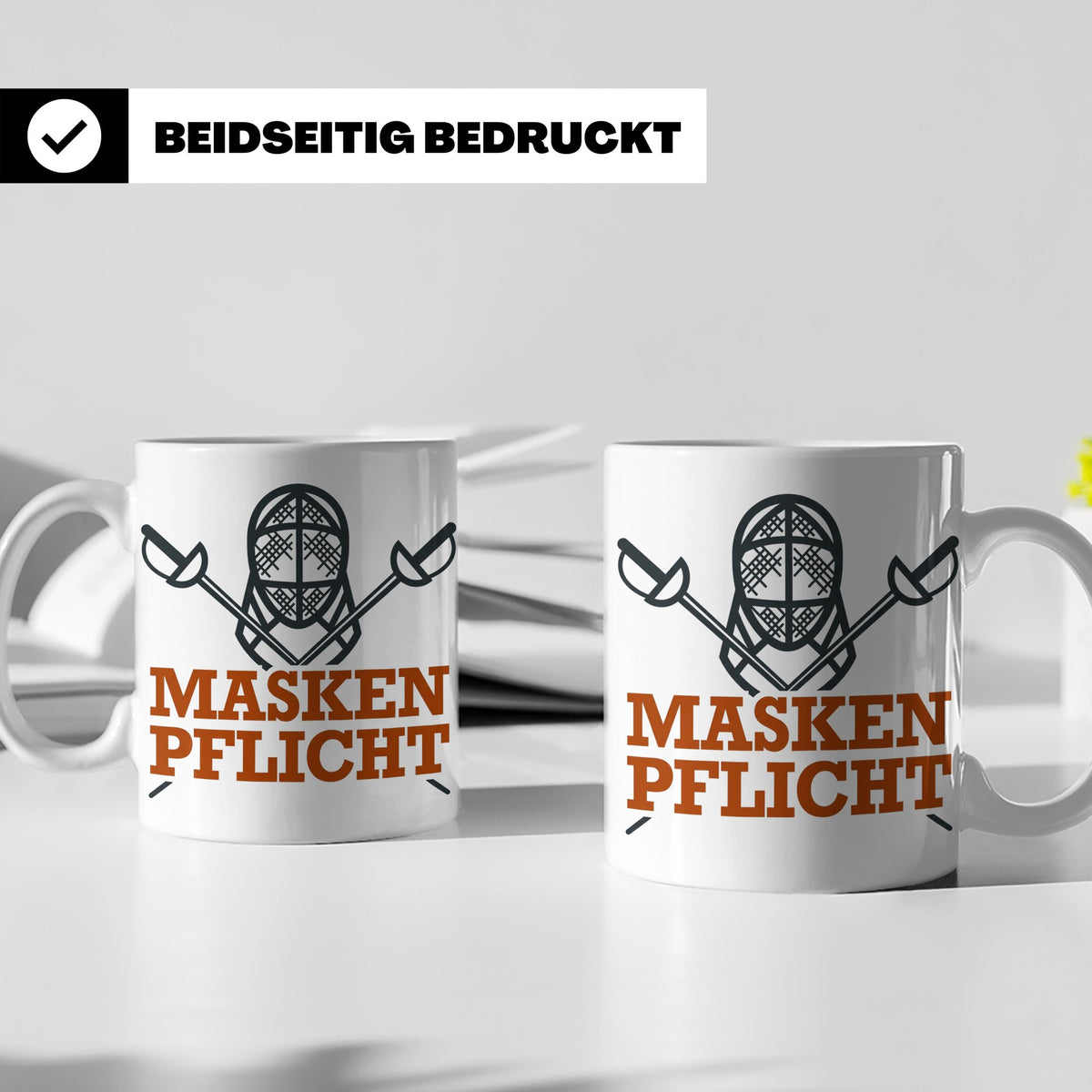 Fechter Tasse mit Maskenpflicht Spruch, lustiges Geschenk fü – Weiß [farbe:weiß]
