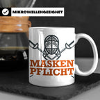 Fechter Tasse mit Maskenpflicht Spruch, lustiges Geschenk fü – Weiß [farbe:weiß]