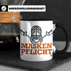 Fechter Tasse mit Maskenpflicht Spruch, lustiges Geschenk fü – Schwarz [farbe:schwarz]