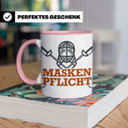 Fechter Tasse mit Maskenpflicht Spruch, lustiges Geschenk fü – Rosa [farbe:rosa]
