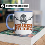 Fechter Tasse mit Maskenpflicht Spruch, lustiges Geschenk fü – Blau [farbe:blau]