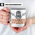 Fechter Tasse mit Maskenpflicht Spruch, lustiges Geschenk fü – Schwarz [farbe:schwarz]
