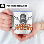 Fechter Tasse mit Maskenpflicht Spruch, lustiges Geschenk fü – Blau [farbe:blau]