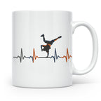 Breakdance Tasse mit Herzschlag, B-Boy Freeze Motiv, Hip Hop – Weiß [farbe:weiß]