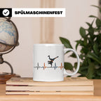 Breakdance Tasse mit Herzschlag, B-Boy Freeze Motiv, Hip Hop – Weiß [farbe:weiß]