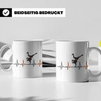 Breakdance Tasse mit Herzschlag, B-Boy Freeze Motiv, Hip Hop – Weiß [farbe:weiß]