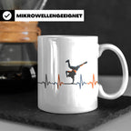 Breakdance Tasse mit Herzschlag, B-Boy Freeze Motiv, Hip Hop – Weiß [farbe:weiß]
