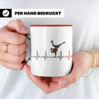 Breakdance Tasse mit Herzschlag, B-Boy Freeze Motiv, Hip Hop – Rot [farbe:rot]