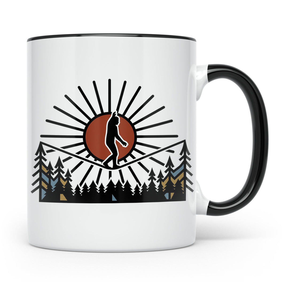 Bigfoot Tasse mit Slackline Motiv | Sasquatch Kaffeetasse fü – Schwarz [farbe:schwarz]
