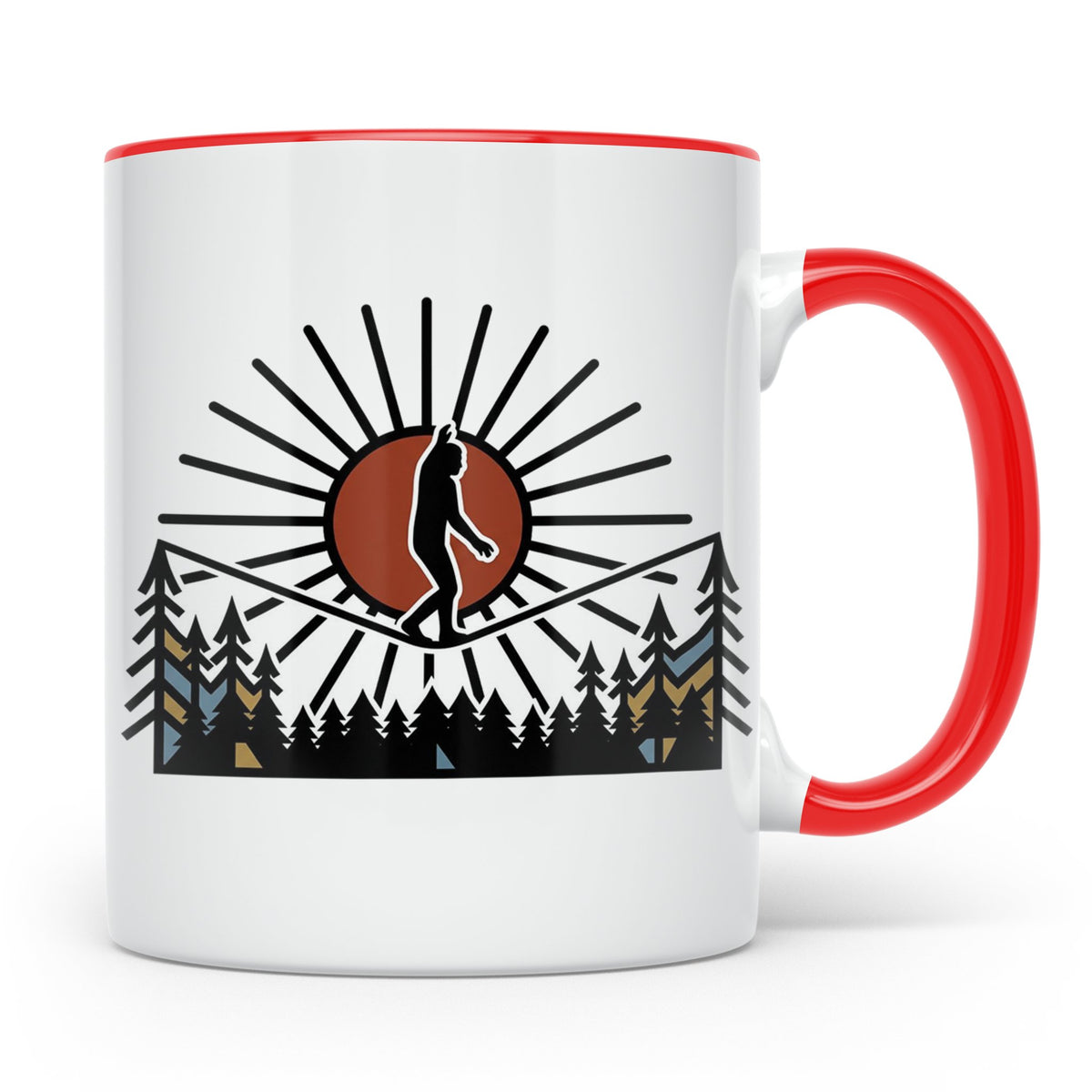 Bigfoot Tasse mit Slackline Motiv | Sasquatch Kaffeetasse fü – Rot [farbe:rot]