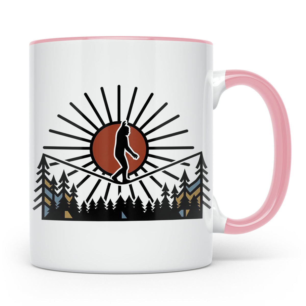 Bigfoot Tasse mit Slackline Motiv | Sasquatch Kaffeetasse fü – Rosa [farbe:rosa]