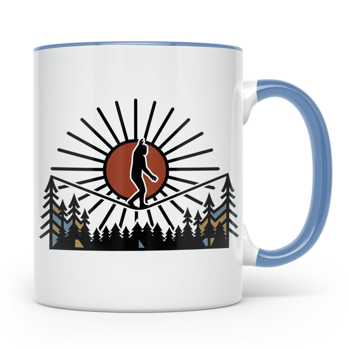 Bigfoot Tasse mit Slackline Motiv | Sasquatch Kaffeetasse fü – Blau [farbe:blau]