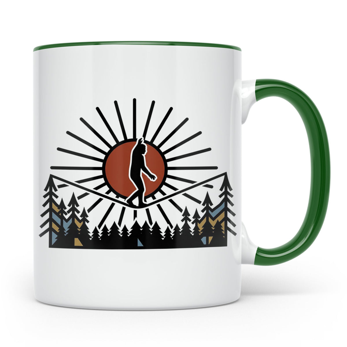 Bigfoot Tasse mit Slackline Motiv | Sasquatch Kaffeetasse fü – Grün [farbe:grün]