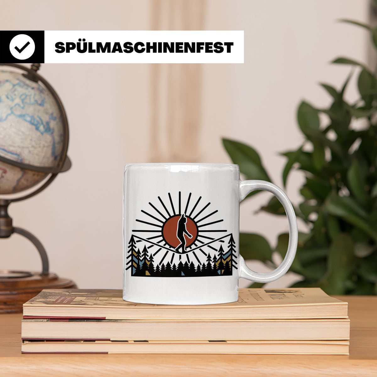 Bigfoot Tasse mit Slackline Motiv | Sasquatch Kaffeetasse fü – Weiß [farbe:weiß]