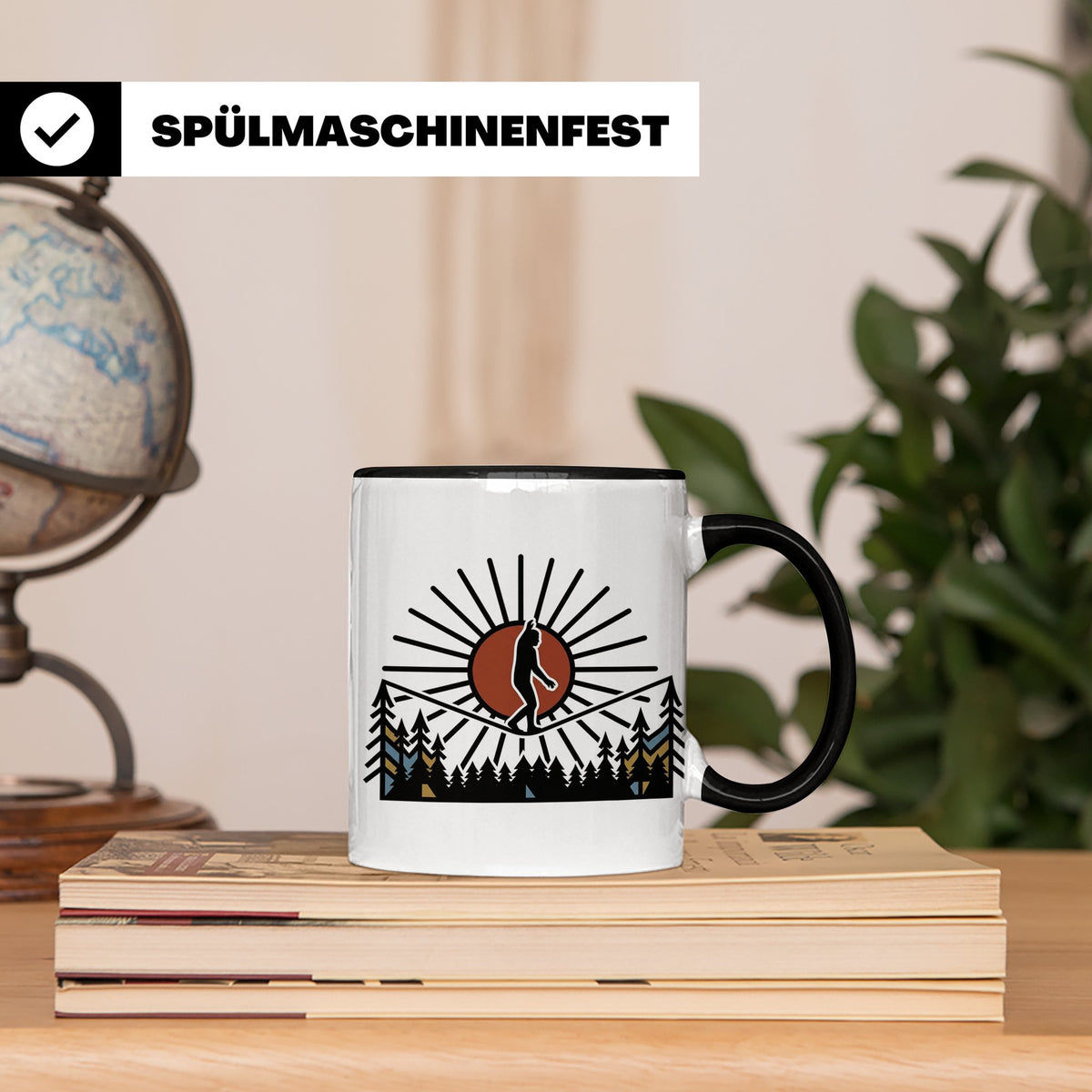 Bigfoot Tasse mit Slackline Motiv | Sasquatch Kaffeetasse fü – Schwarz [farbe:schwarz]