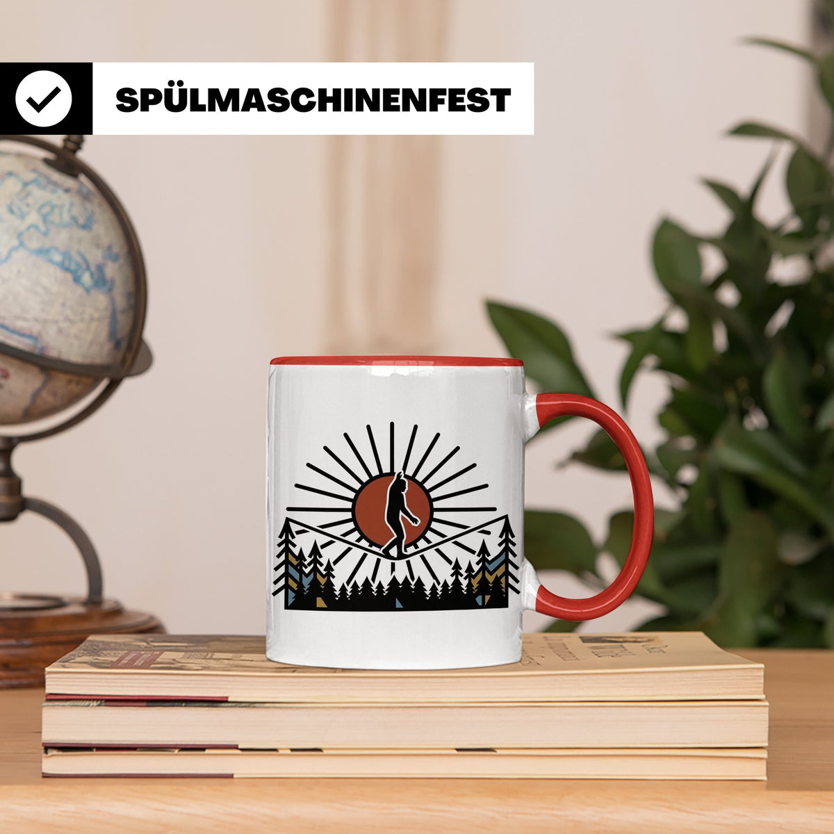 Bigfoot Tasse mit Slackline Motiv | Sasquatch Kaffeetasse fü – Rot [farbe:rot]