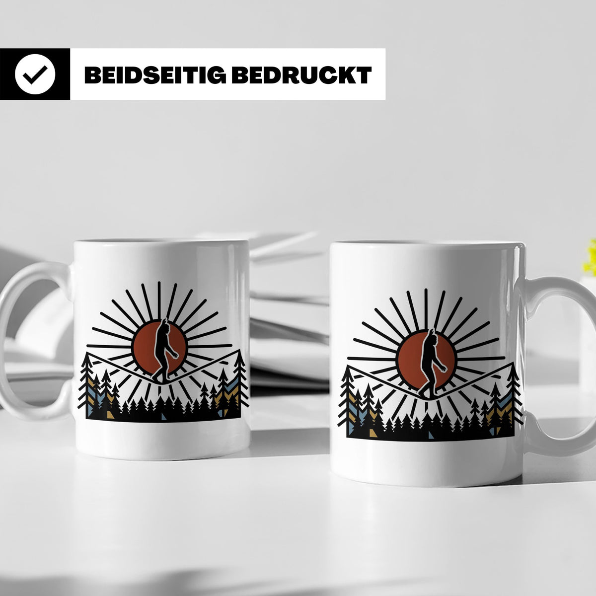 Bigfoot Tasse mit Slackline Motiv | Sasquatch Kaffeetasse fü – Weiß [farbe:weiß]