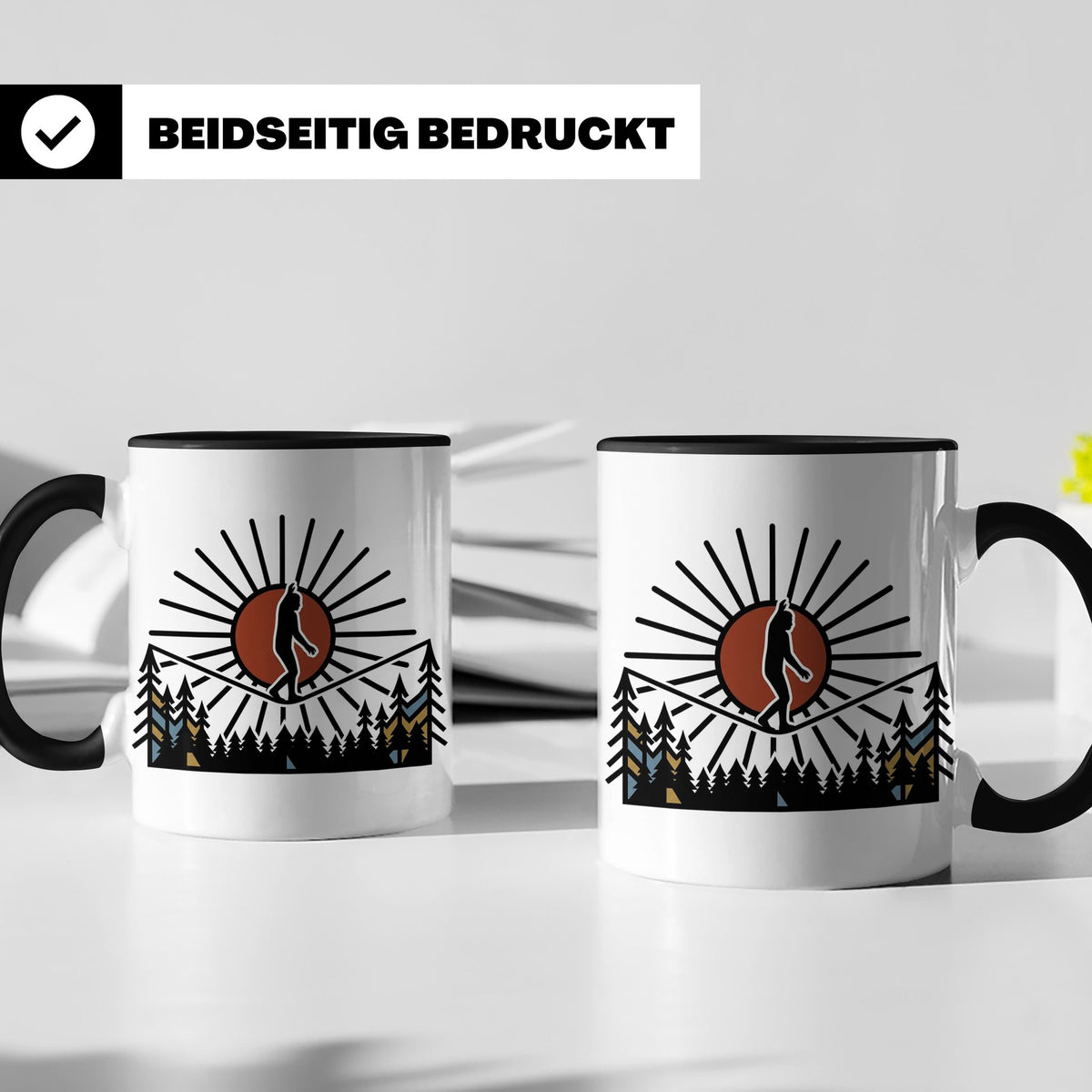 Bigfoot Tasse mit Slackline Motiv | Sasquatch Kaffeetasse fü – Schwarz [farbe:schwarz]