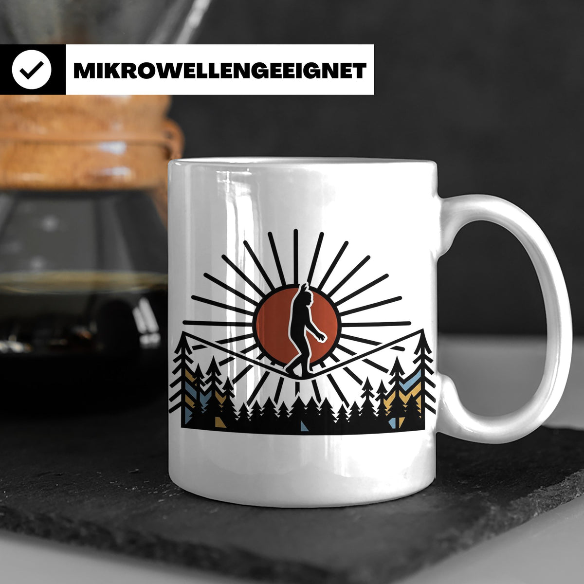 Bigfoot Tasse mit Slackline Motiv | Sasquatch Kaffeetasse fü – Weiß [farbe:weiß]