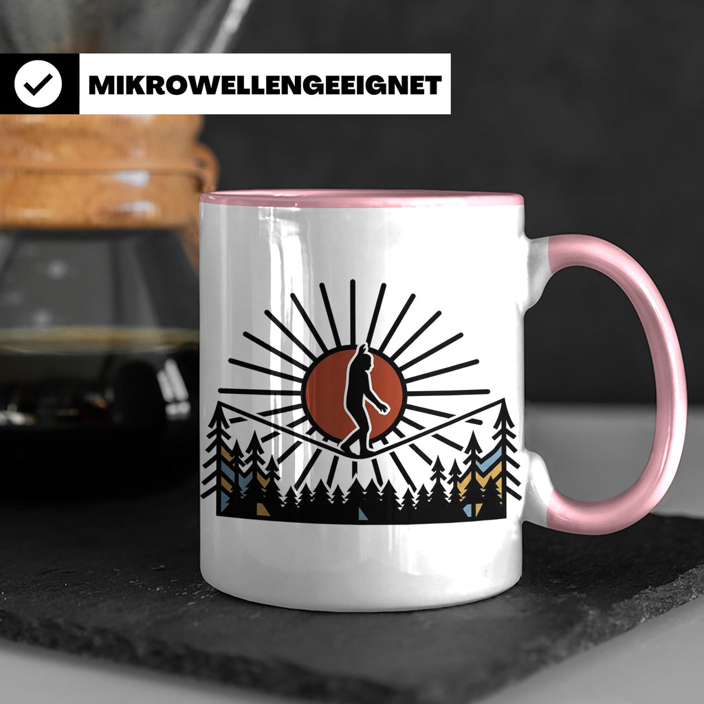 Bigfoot Tasse mit Slackline Motiv | Sasquatch Kaffeetasse fü – Rosa [farbe:rosa]