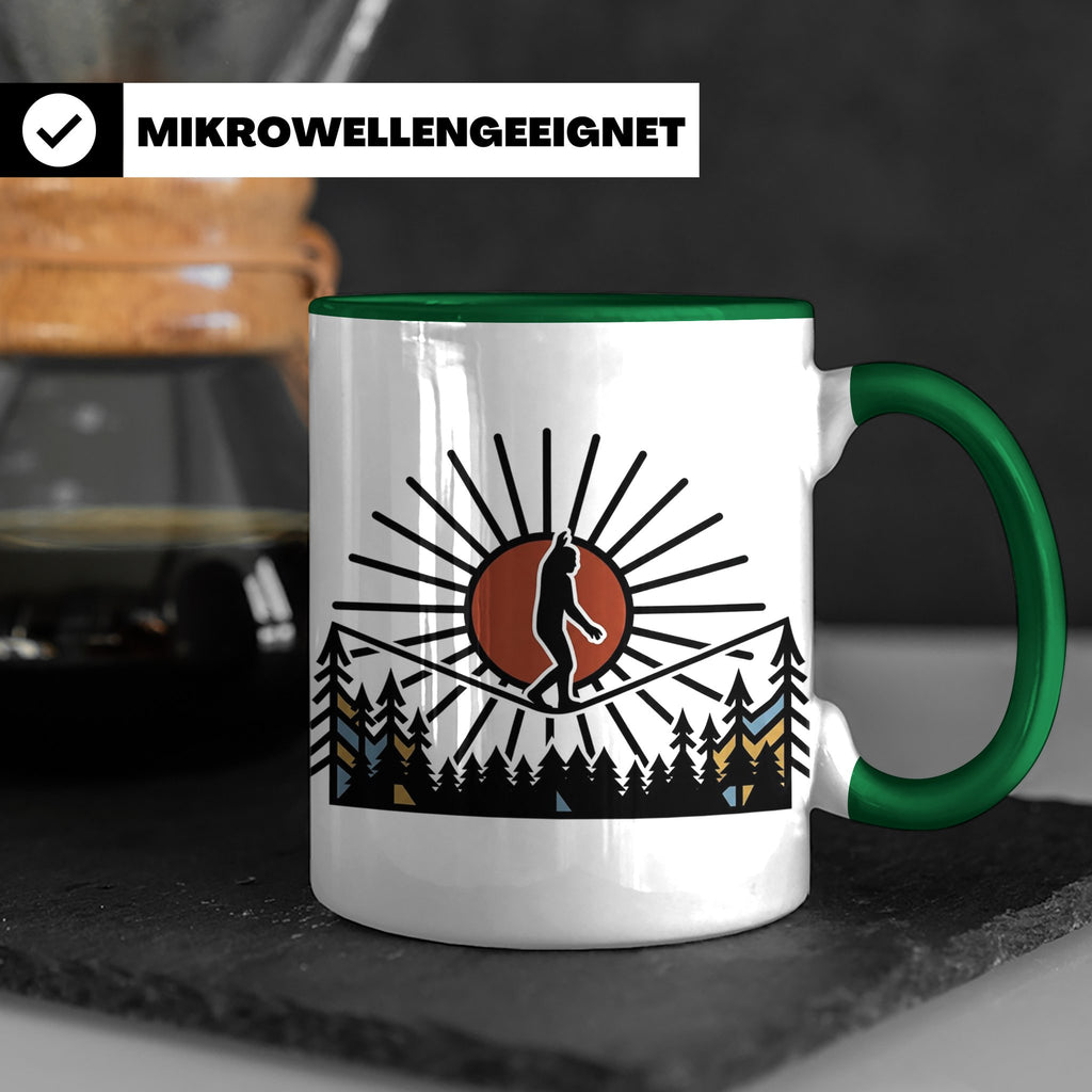 Bigfoot Tasse mit Slackline Motiv | Sasquatch Kaffeetasse fü – Grün [farbe:grün]