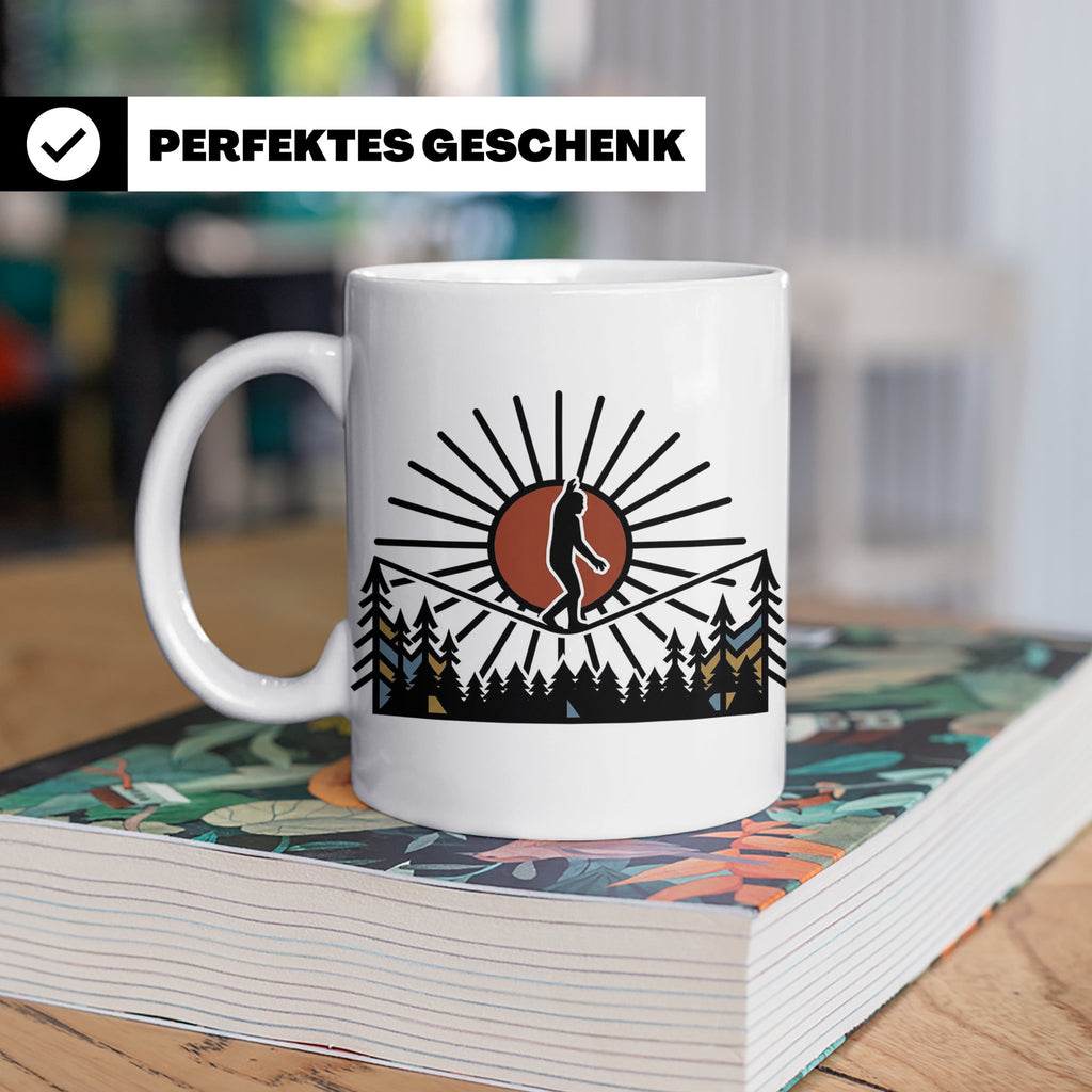 Bigfoot Tasse mit Slackline Motiv | Sasquatch Kaffeetasse fü – Weiß [farbe:weiß]
