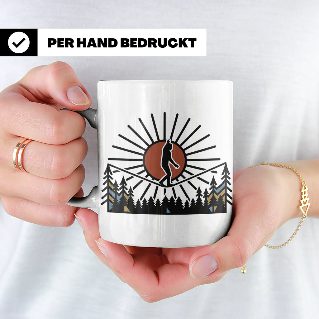 Bigfoot Tasse mit Slackline Motiv | Sasquatch Kaffeetasse fü – Weiß [farbe:weiß]