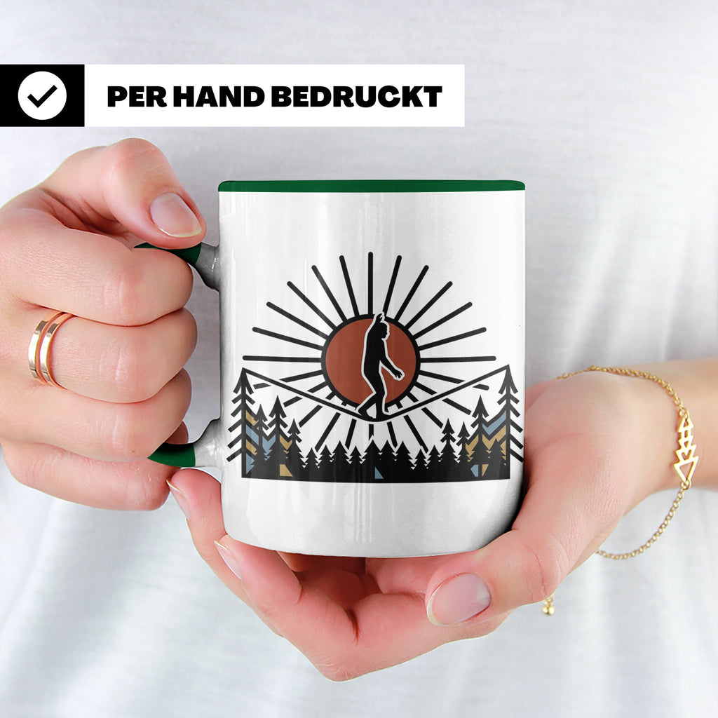Bigfoot Tasse mit Slackline Motiv | Sasquatch Kaffeetasse fü – Grün [farbe:grün]