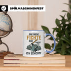 Holzfäller Tasse mit Spruch Ene Mene Fichte | Geschenk für F – Blau [farbe:blau]