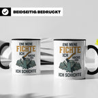 Holzfäller Tasse mit Spruch Ene Mene Fichte | Geschenk für F – Schwarz [farbe:schwarz]