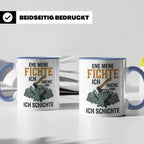 Holzfäller Tasse mit Spruch Ene Mene Fichte | Geschenk für F – Blau [farbe:blau]
