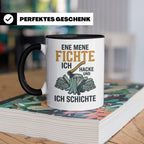 Holzfäller Tasse mit Spruch Ene Mene Fichte | Geschenk für F – Schwarz [farbe:schwarz]