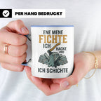 Holzfäller Tasse mit Spruch Ene Mene Fichte | Geschenk für F – Blau [farbe:blau]