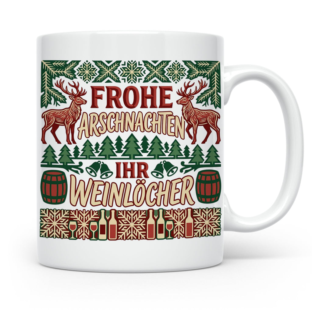Frohe Arschnachten Tasse für Weinlöcher | Lustiges Ugly Chri – Weiß [farbe:weiß]
