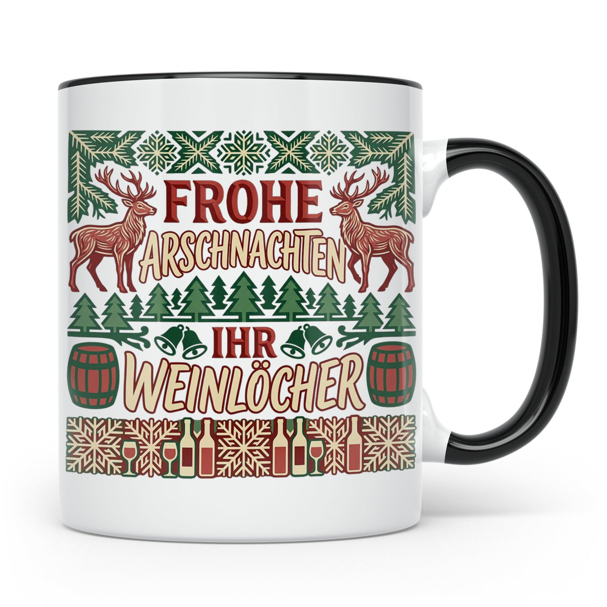 Frohe Arschnachten Tasse für Weinlöcher | Lustiges Ugly Chri – Schwarz [farbe:schwarz]